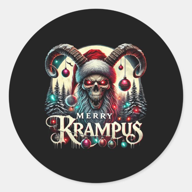 Sticker Rond Joyeux Krampus Noël Krampus Vient En Ville (Devant)