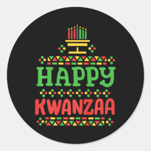 Sticker Rond Joyeux Kwanzaa Joyeux Noël Hommes afro-américains