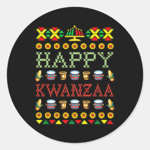 Sticker Rond Joyeux Kwanzaa Joyeux Noël Noir Afrique Amérique
