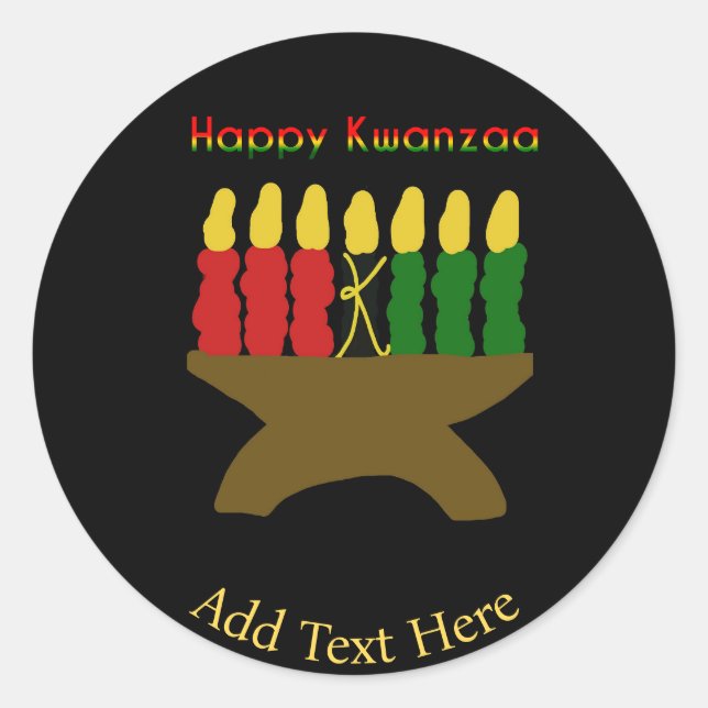 Sticker Rond Joyeux Kwanzaa Kinara (Devant)