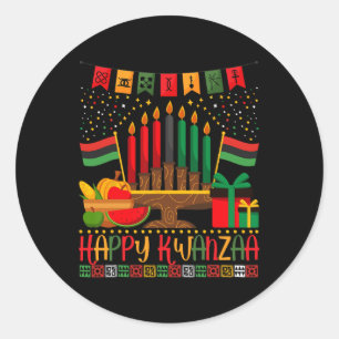 Sticker Rond Joyeux kwanzaa Kinara Bougie 7 Principes Hommes Fe