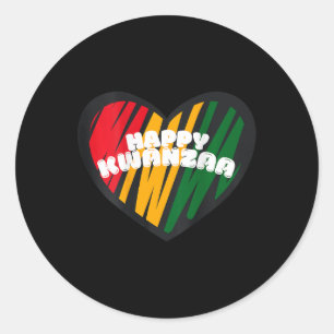 Sticker Rond Joyeux Kwanzaa Kinara-sept bougies Principes de K