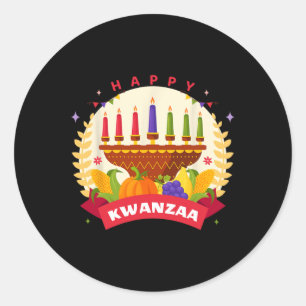 Sticker Rond Joyeux Kwanzaa Sept Principes De Kwanzaa Kinara M