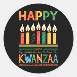 Sticker Rond Joyeux Kwanzaa Sept Principes Des Femmes De Kwanza