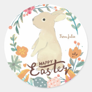 Sticker Rond Joyeux Lapin de Pâques