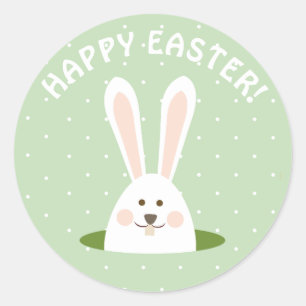 Sticker Rond Joyeux lapin mignon de Pâques