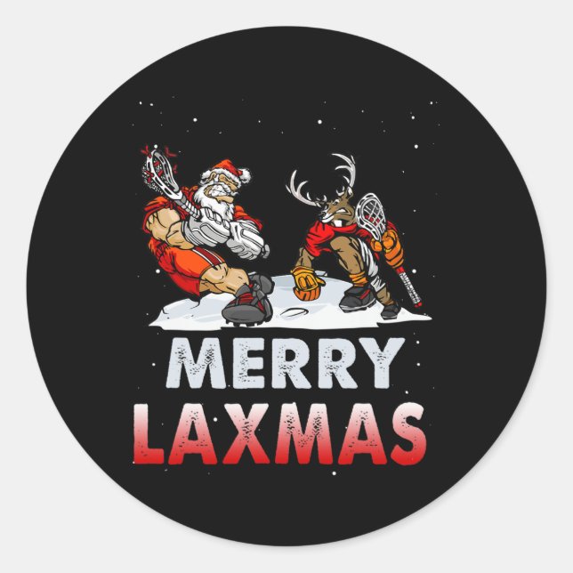 Sticker Rond Joyeux Laxmas laid de Noël Père Noël Reindee (Devant)