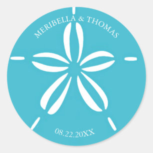 Sticker Rond Joyeux littoral Dollar de sable de plage tropica