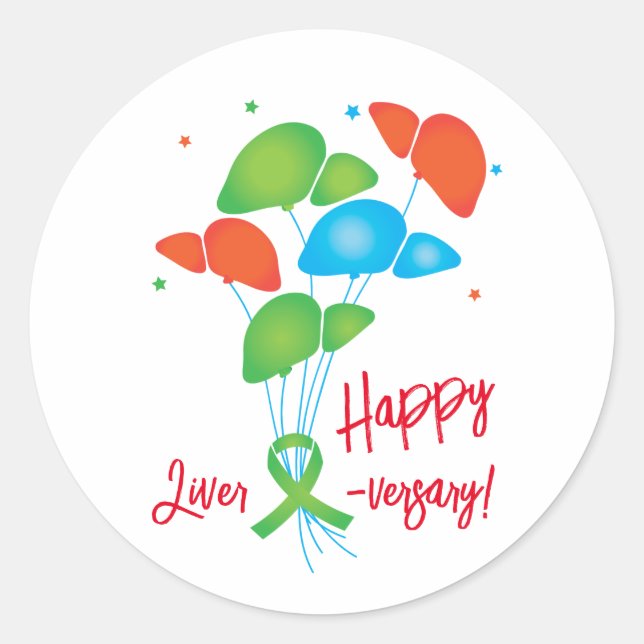 Sticker Rond Joyeux Liver versaire Transplant Ballons Classic R (Devant)