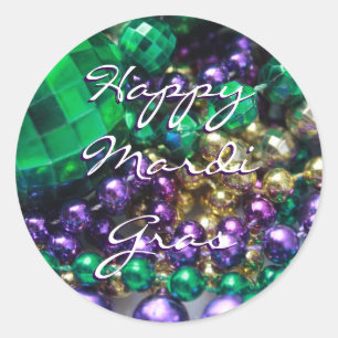 Sticker Rond Joyeux Mardi Gras Perle Jette Des Phoques Ronds Pe
