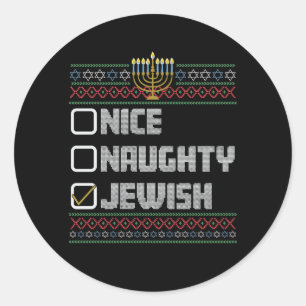 Sticker Rond Joyeux Mauvais Juif Santa Noël Hanukkah dégueu 