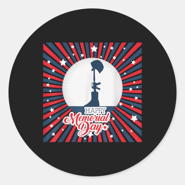 Sticker Rond Joyeux Memorial Day Usa Drapeau Patriotique Hommes (Devant)