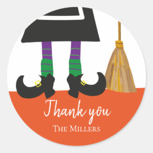 Sticker Rond Joyeux Merci de sorcière Halloween