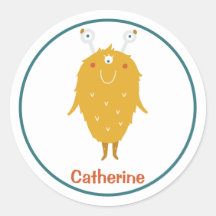 Joyeux monstre orange fureur brun trois globes ocu