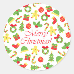 Sticker Rond Joyeux motif cercle de Noël
