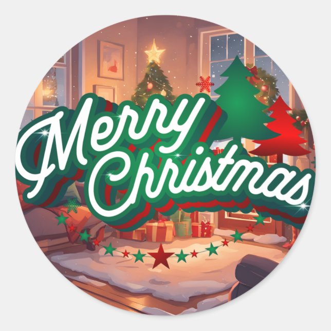 Sticker Rond Joyeux Noël (Devant)