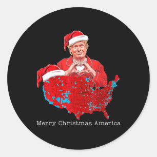 Sticker Rond Joyeux Noël Amérique Donald Trump Couverture Noël