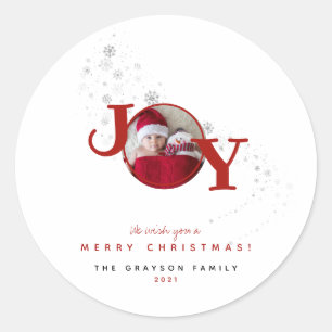 Sticker Rond Joyeux Noël amusant Photo de vacances