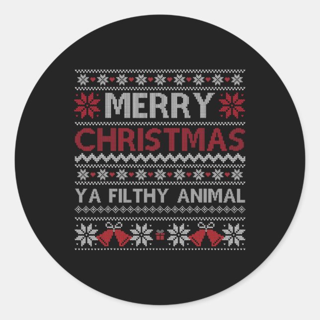 Sticker Rond Joyeux Noël animal sale Ya style laid Noël Noël (Devant)