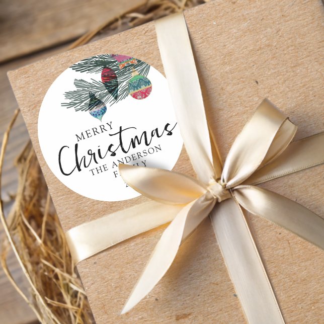 Sticker Rond Joyeux Noël aquarelle Botanciel (Créateur téléchargé)