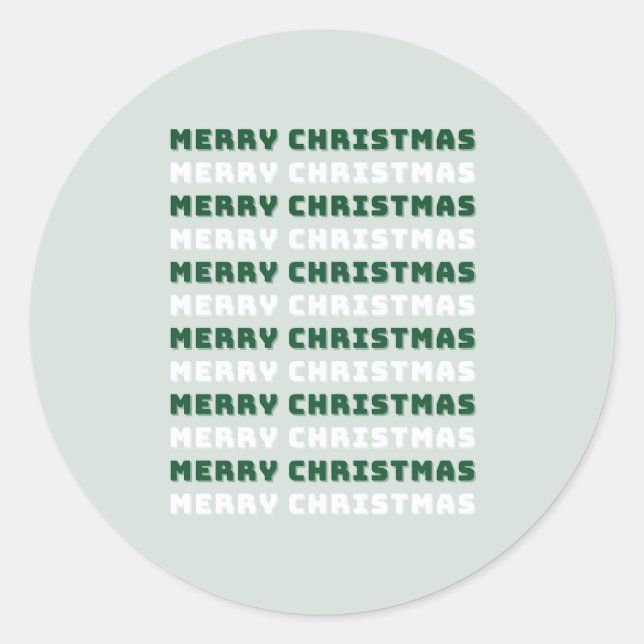 Sticker Rond Joyeux Noël, Art de Noël Vert, Vacances (Devant)