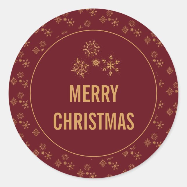 Sticker Rond Joyeux Noël aux flocons d'or décoratifs (Devant)