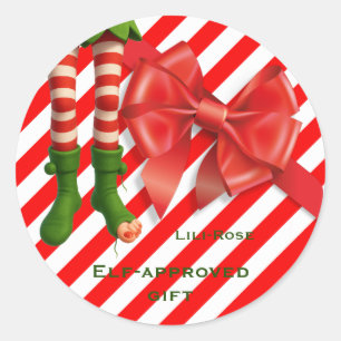 Sticker Rond Joyeux Noël aux jambes de lutin Pôle Nord méfait