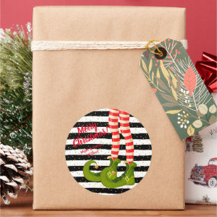 Sticker Rond Joyeux Noël aux jambes des elfes