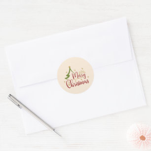 Sticker Rond Joyeux Noël avec arbre