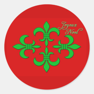 Sticker Rond Joyeux Noel avec le carte de fin de année de Fleur