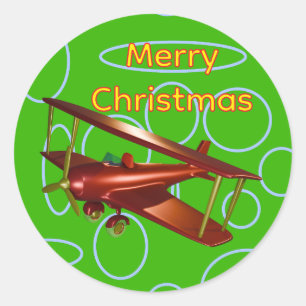Sticker Rond Joyeux Noël Bi-plan rouge sur Cercles Verts