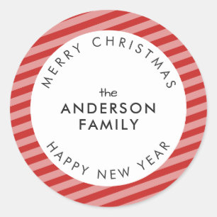 Sticker Rond Joyeux Noël Bonne Année Votre Nom