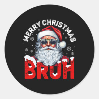 Sticker Rond Joyeux Noël Bruh Funny Père Noël Retro Hommes W