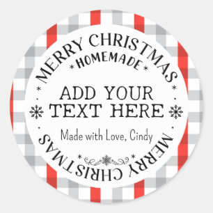 Sticker Rond Joyeux Noël Buffle personnalisé Plaid fait maison