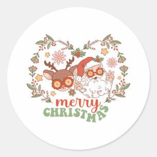 Sticker Rond Joyeux Noël cadeau de Noël