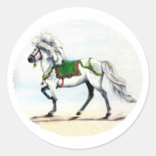 Sticker Rond Joyeux Noël Cheval Islandais
