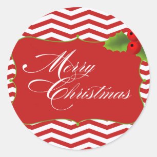 Sticker Rond Joyeux Noël Chevron