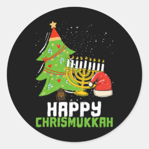 Sticker Rond Joyeux Noël Chrismukkah Et Religion Hanoukka