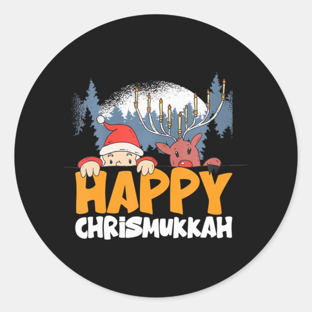 Sticker Rond Joyeux Noël Chrismukkah Joyeux Noël Hanoukka (Devant)