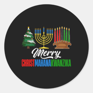 Sticker Rond Joyeux Noël Christmahanakwanzika Noël Joyeux Hanuk
