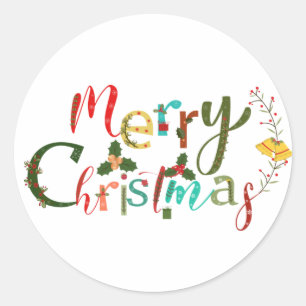 Sticker Rond joyeux Noël classique collant rond