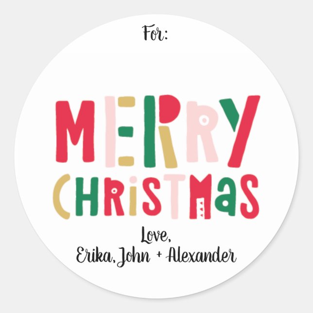 Sticker Rond Joyeux Noël coloré (Devant)