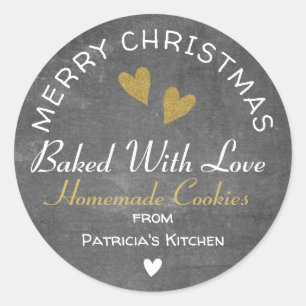 Sticker Rond Joyeux Noël Cuisiné Avec Amour Cookies Tableau noi