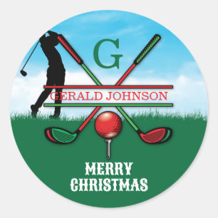 Sticker Rond Joyeux Noël Custom Golf Design