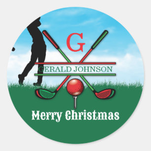 Sticker Rond Joyeux Noël Custom Golf Design