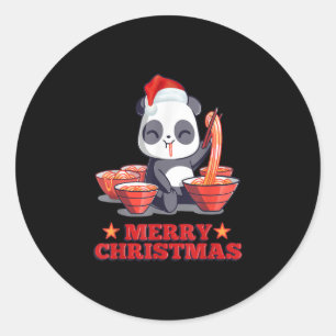 Sticker Rond Joyeux Noël Cute Ramen Panda nouilles japonaises
