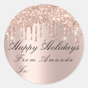 Sticker Rond Joyeux Noël de à vacances Étincelle Rose Glam