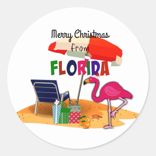 Sticker Rond Joyeux Noël de Floride (Devant)