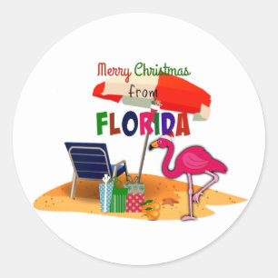 Sticker Rond Joyeux Noël de Floride