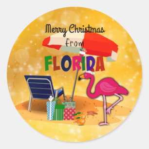 Sticker Rond Joyeux Noël de Floride,
